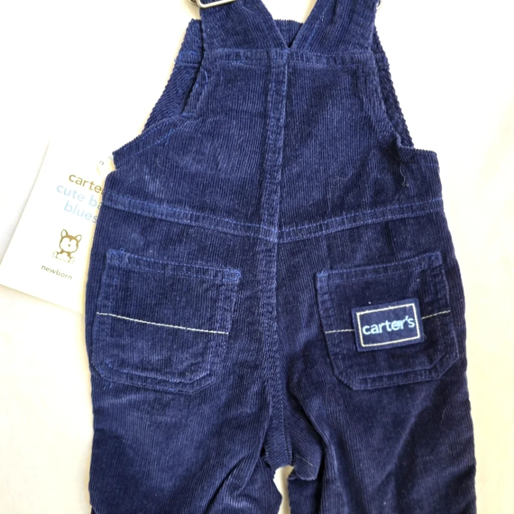 NWT NEWBORN BOYS OVERALLS Navy Corduroy PUPPY DOG HUSKY CUTE BABY BLUES (Q3) - Picture 3 of 3